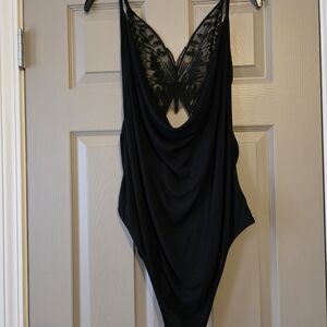 SHEIN Black Lace Detail Bodysuit